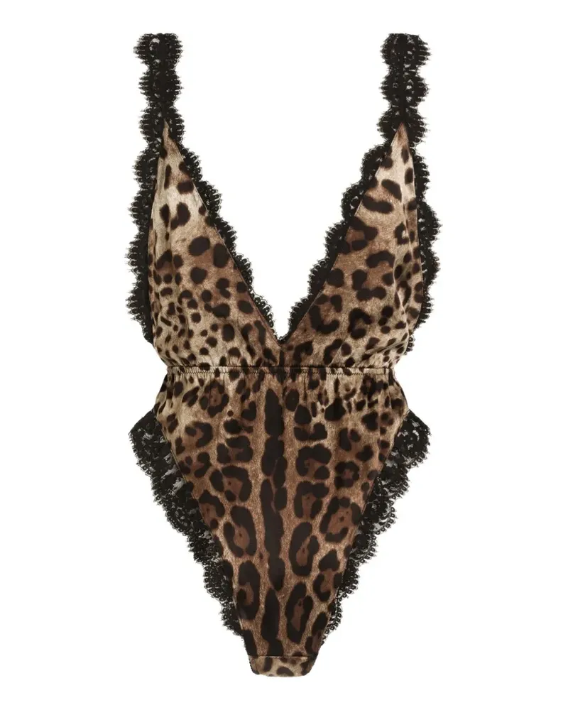 Dolce & Gabbana Satin-Body mit Leoparden-Print - Nude Nude