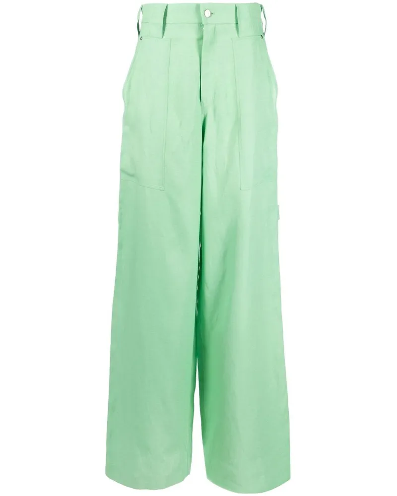 Stella McCartney High-Waist-Hose mit weitem Bein - Grün Grün