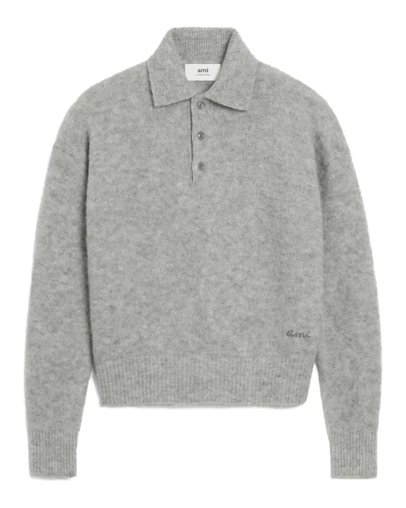AMI Paris Langärmeliges Ami Poloshirt - Grau Grau