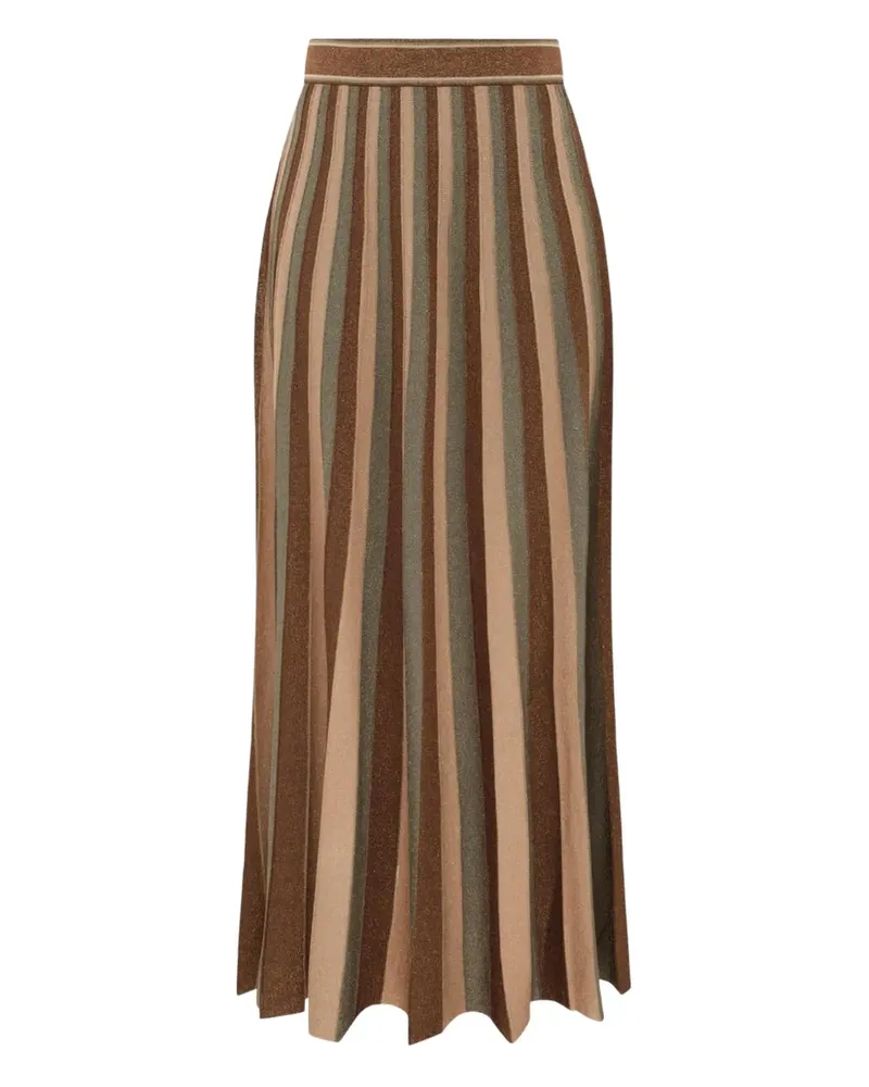 Zimmermann Hypnotic striped midi skirt - Braun Braun