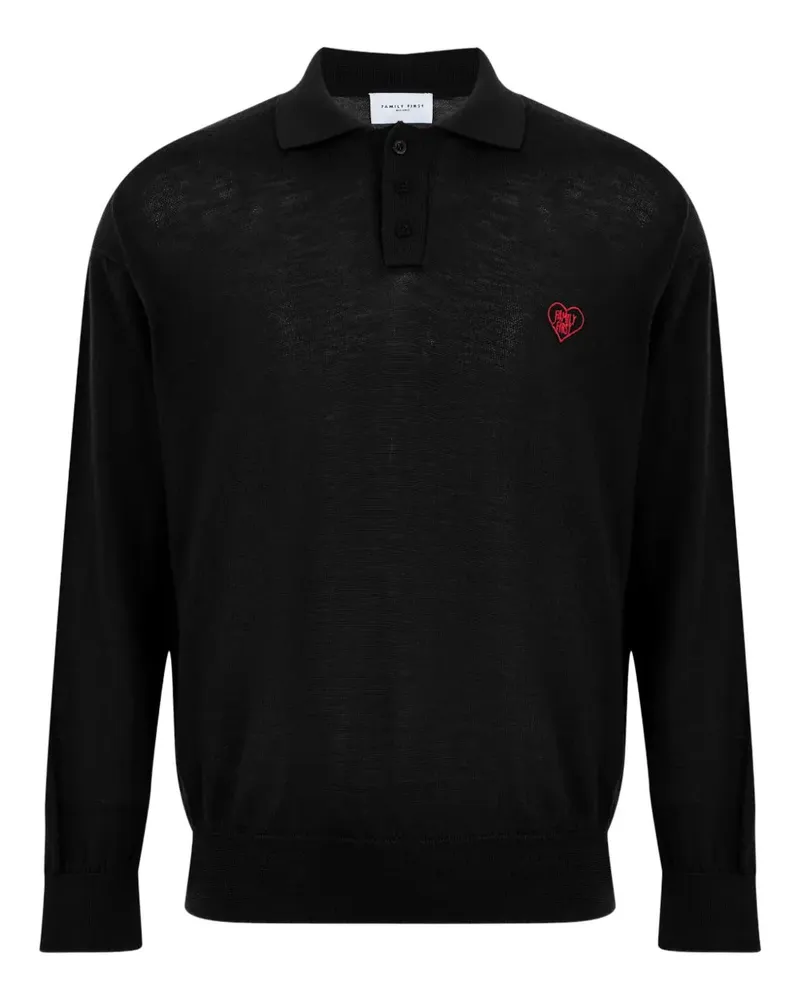 Family First Besticktes Poloshirt - Schwarz Schwarz