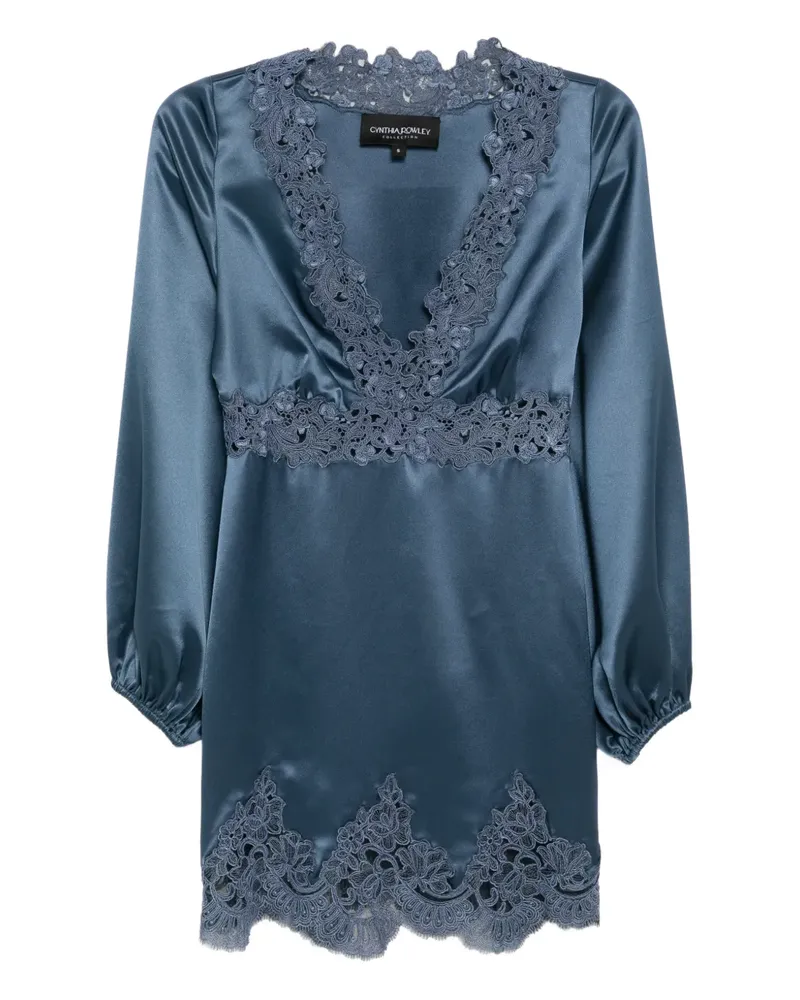 Cynthia Rowley Minikleid aus Satin mit Spitze - Blau Blau