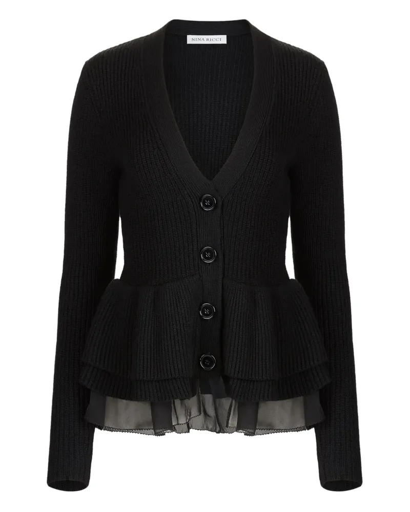 Nina Ricci Cardigan mit Schößchen - Schwarz Schwarz