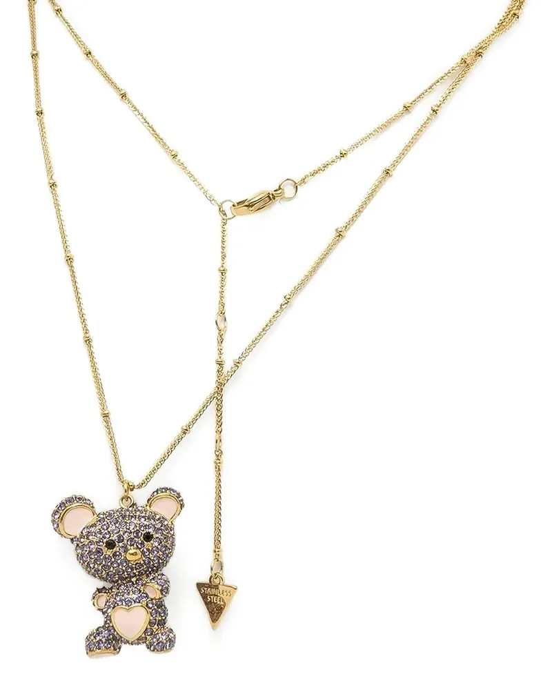 Guess Kristallverzierte Halskette mit Teddy-Anhänger - Gold Gold