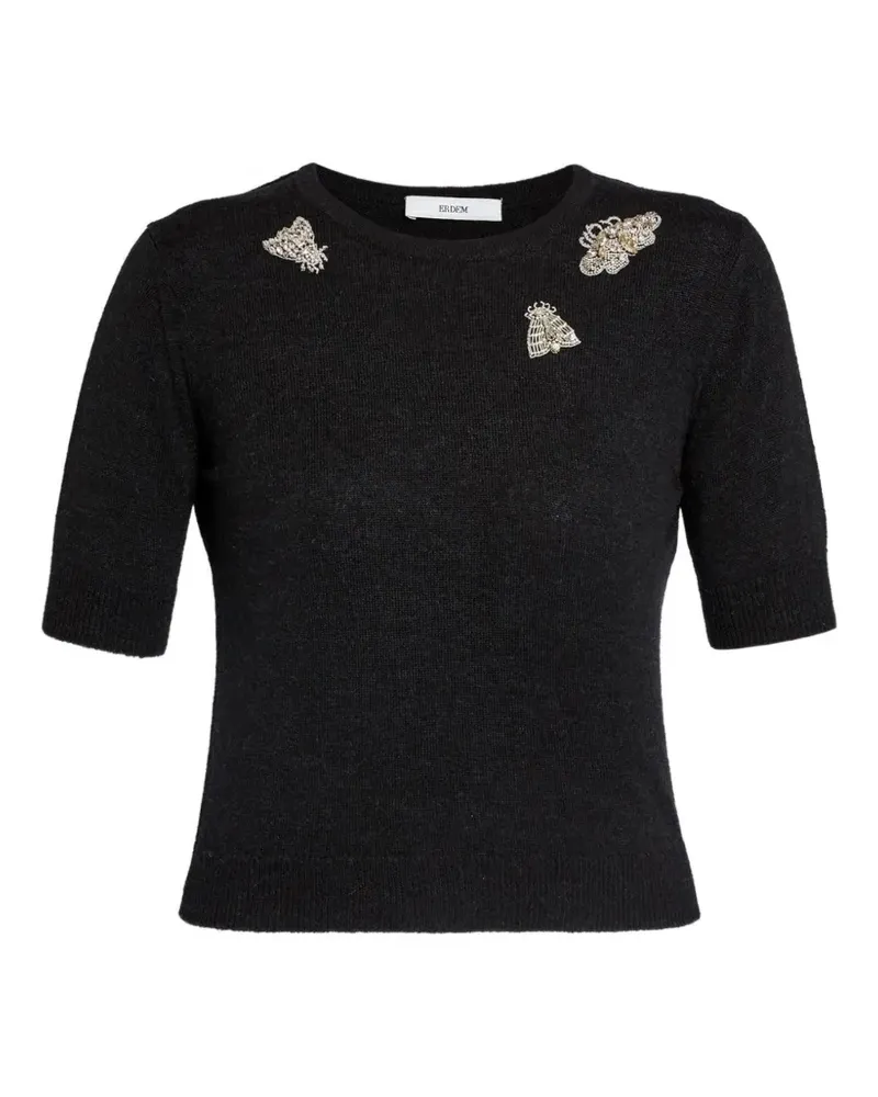 Erdem embellished short-sleeve knit top - Schwarz Schwarz