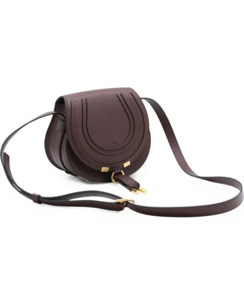 Chloé small Marcie saddle bag in grained leather - Braun Braun