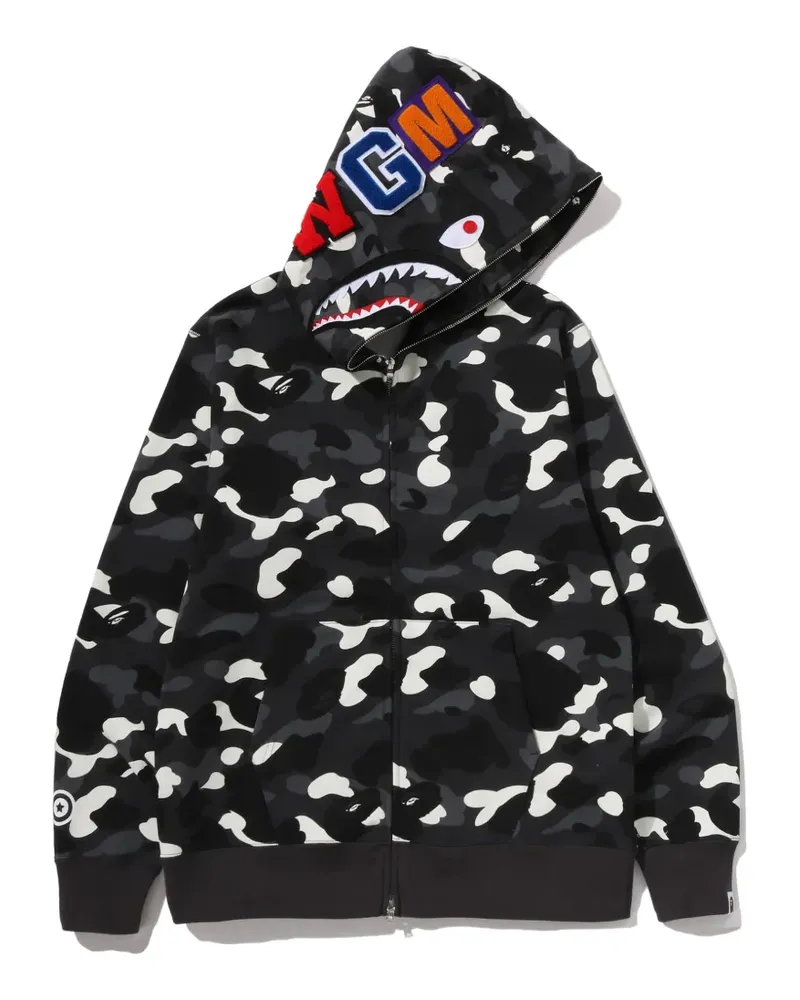 BAPE Shark Kapuzenjacke mit Print - Schwarz Schwarz
