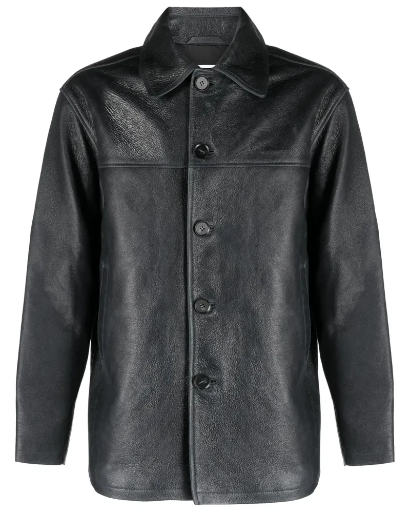 Wood Wood Hemdjacke aus Leder - Blau Blau