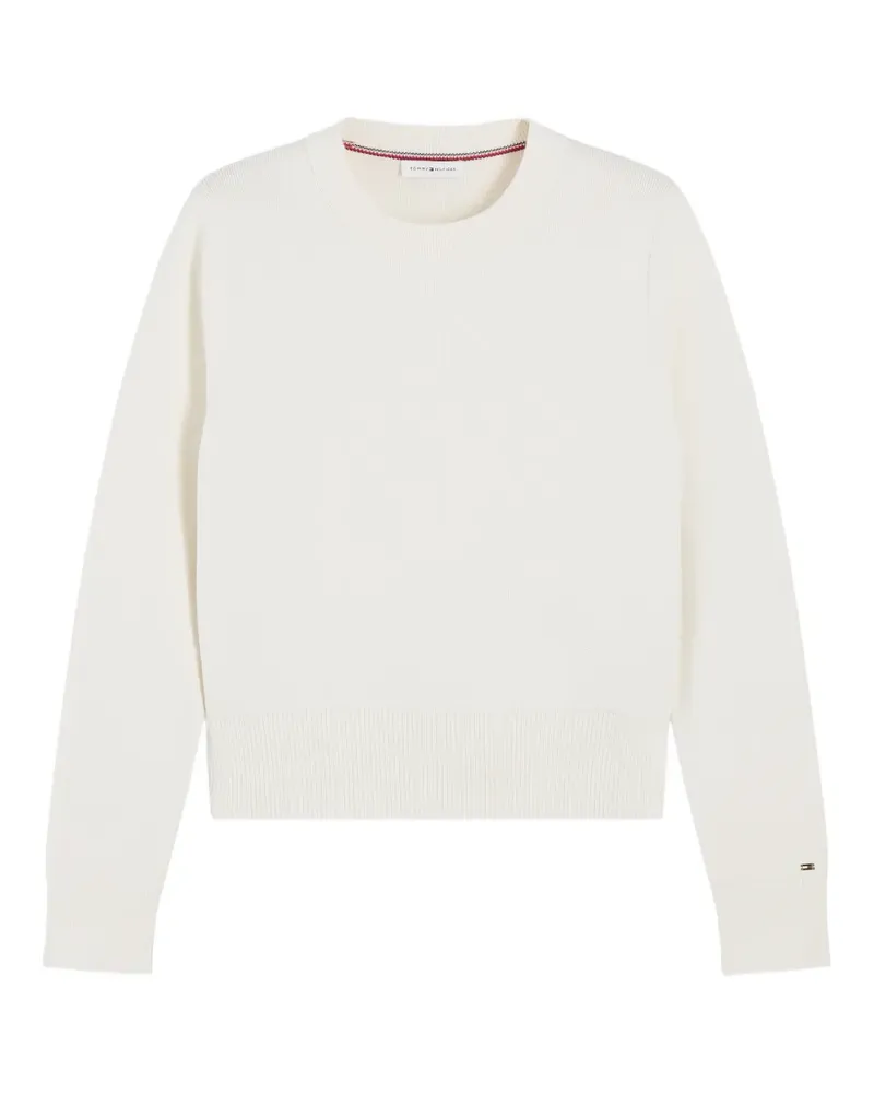 Tommy Hilfiger Bestickter Pullover mit Rundhalsausschnitt - Weiß Weiß