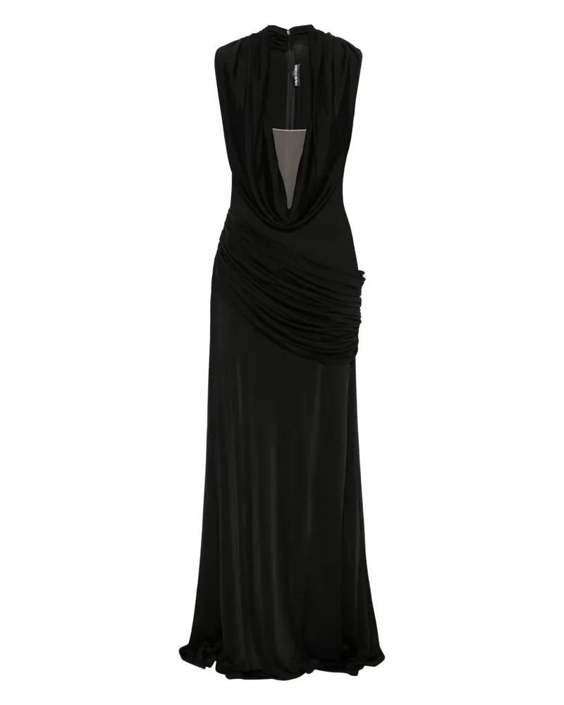 David Koma Maxikleid mit tiefem Ausschnitt - Schwarz Schwarz