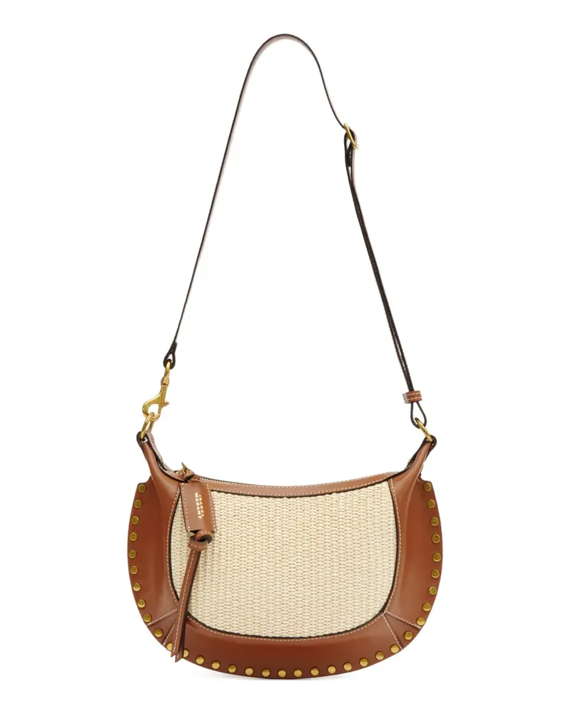 Isabel Marant Oskan Moon raffia studded shoulder bag - Braun Braun