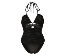 Neckholder-Badeanzug mit Cut-Outs - Schwarz