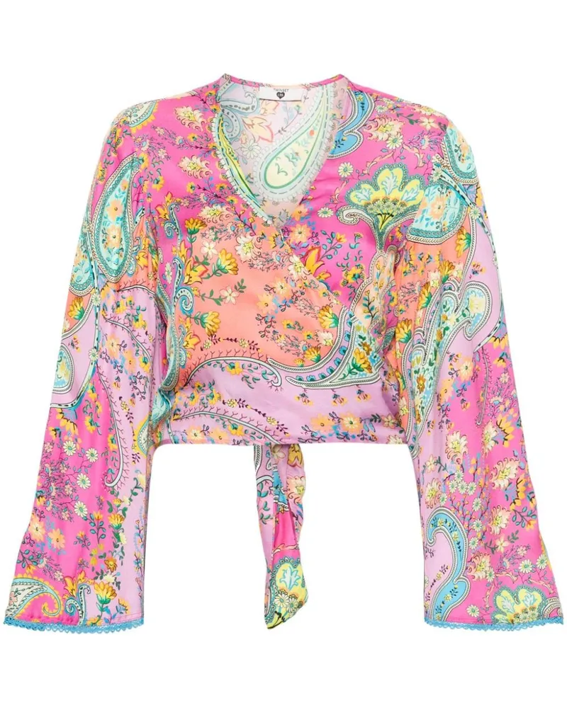 Twin-Set Cropped-Bluse mit Paisley-Print - Rosa Rosa