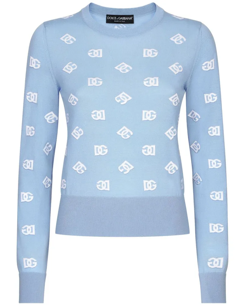 Dolce & Gabbana Inlaid DG Pullover mit Logo - Blau Blau