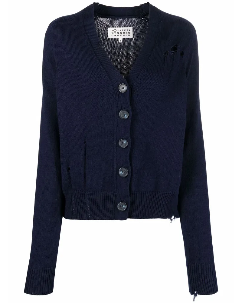 Maison Margiela Cardigan im Used-Look - Blau Blau