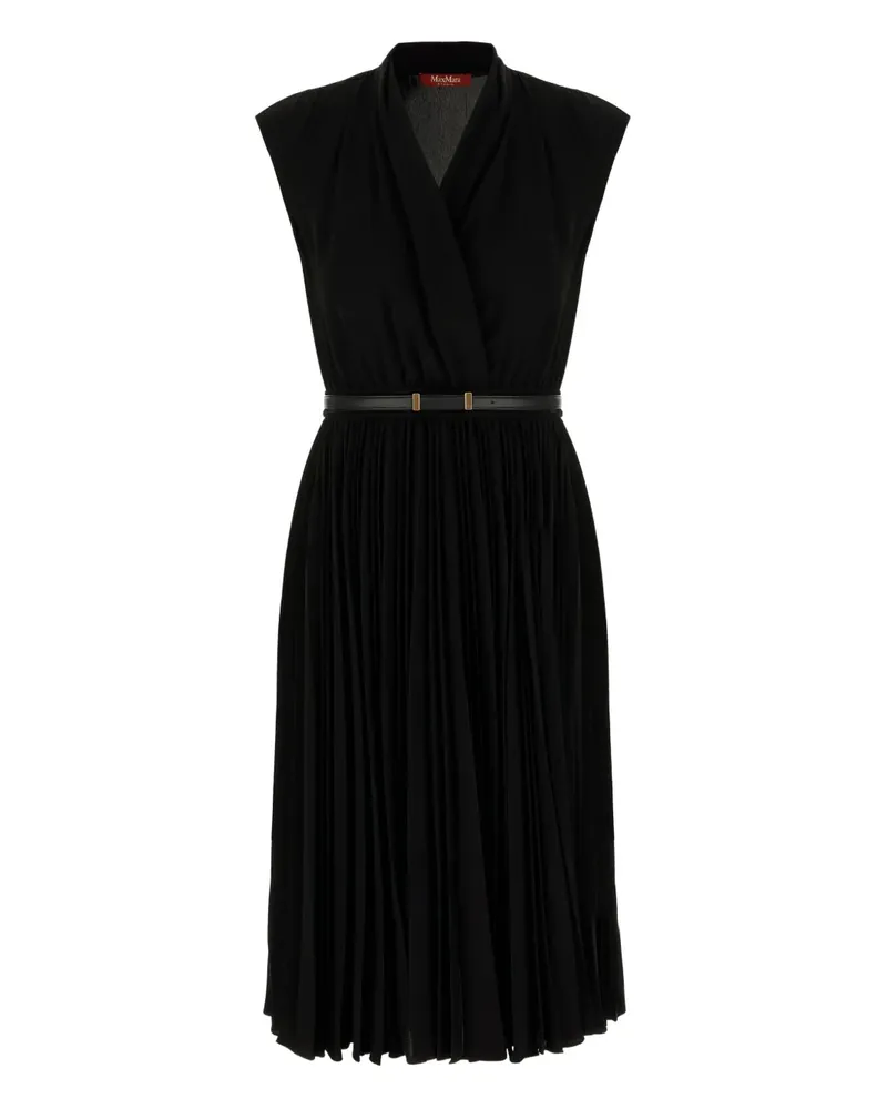 Max Mara Midikleid mit Gürtel - Schwarz Schwarz