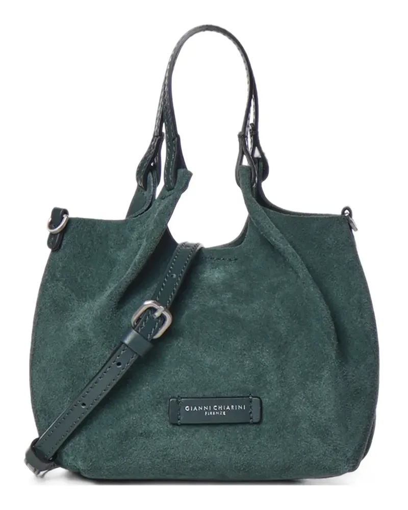Gianni Chiarini Kleine Dua Tote Bag aus Wildleder mit Logo-Patch - Grün Grün