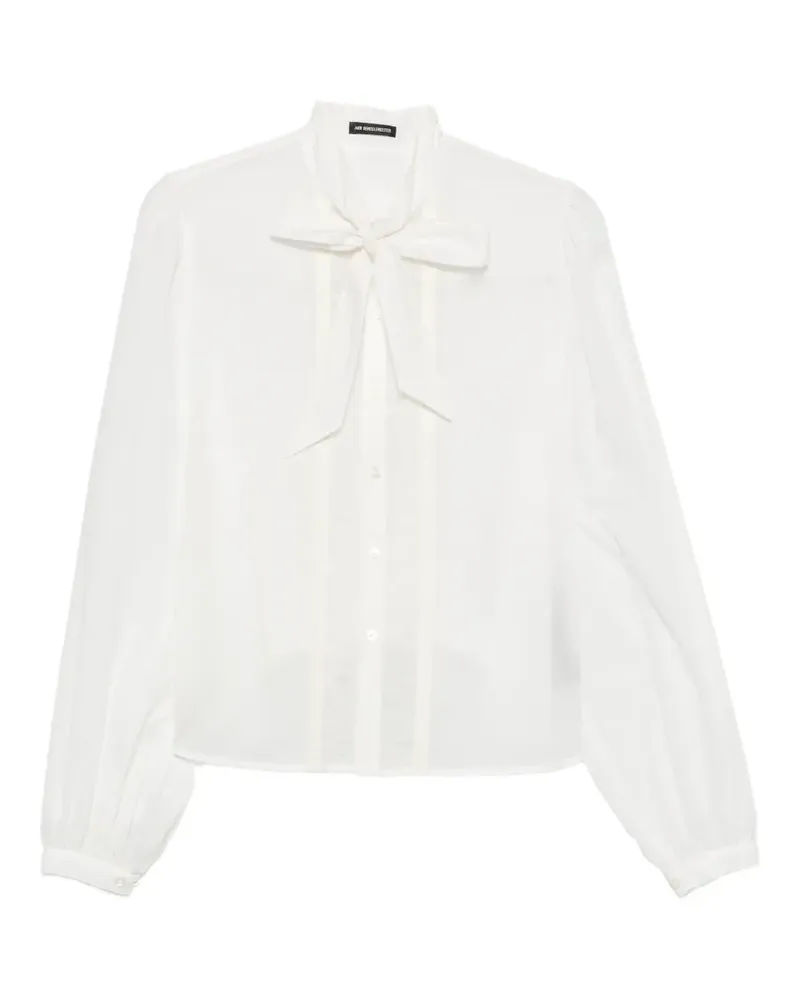Ann Demeulemeester Bluse mit Nadelstreifen und Schleife - Weiß Weiß