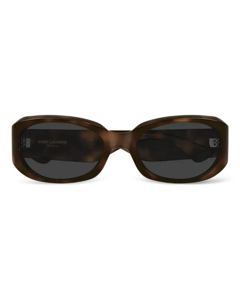 Saint Laurent tortoiseshell-effect oval-frame sunglasses - Braun Braun