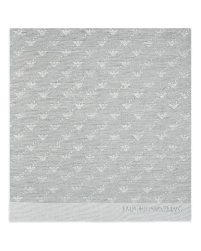 Emporio Armani Fransenschal mit Logo-Muster - Grau Grau