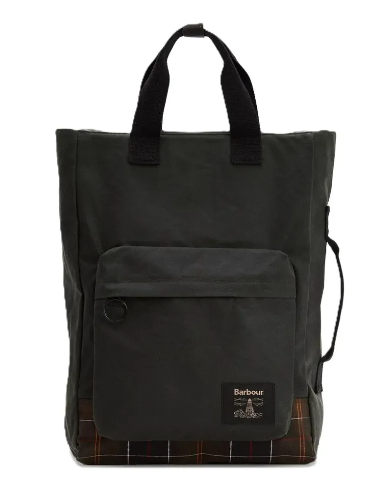 Barbour Field Wax Rucksack mit Schottenkaro - Schwarz Schwarz