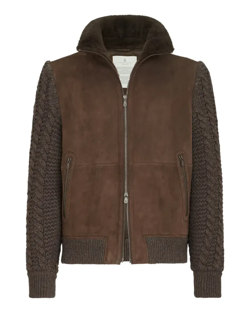Brunello Cucinelli Bomberjacke aus Wildleder, Shearling und Kaschmir mit Thermore®-Polsterung - Braun Braun