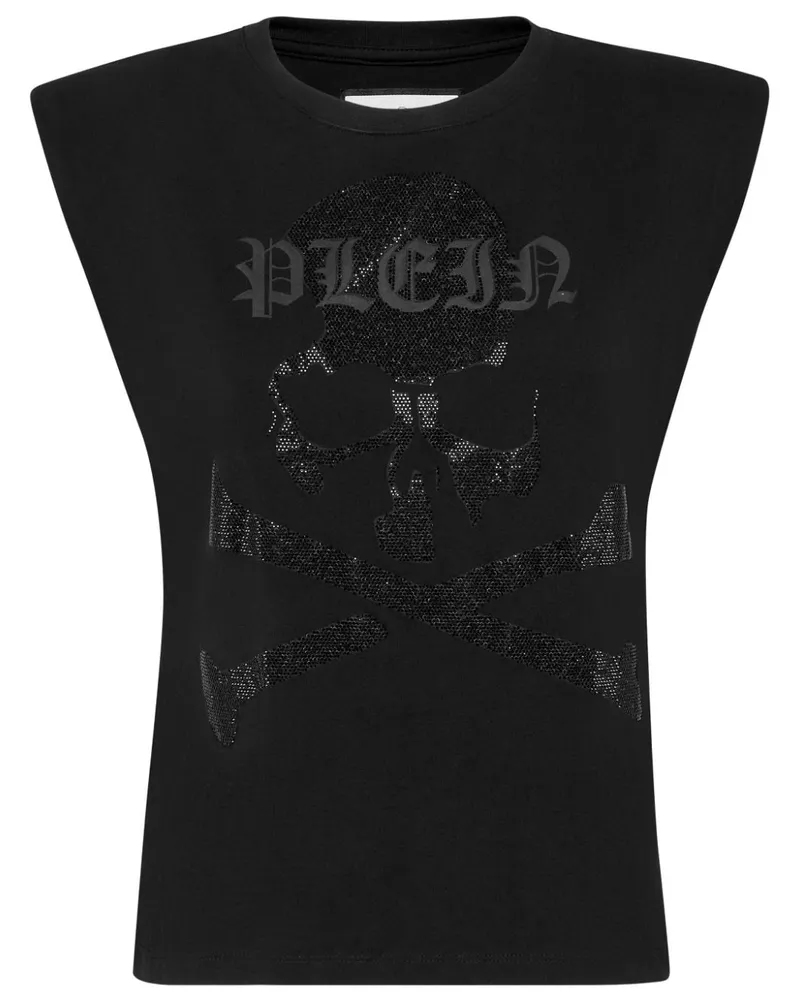 Philipp Plein Tanktop mit Totenkopf-Verzierung - Schwarz Schwarz