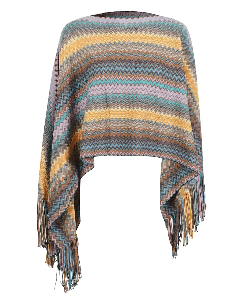 Missoni chevron fringed poncho - Nude Nude