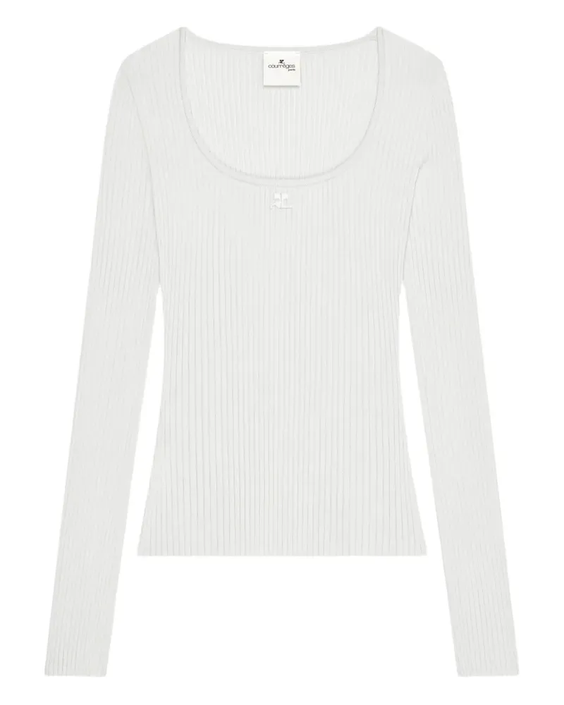 Courrèges T-Shirt aus geripptem Strick - Weiß Weiß