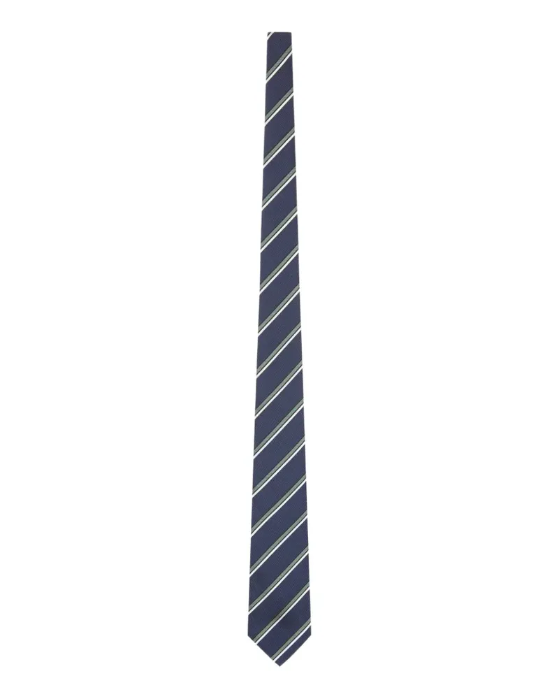 Kiton Seidenkrawatte mit diagonalen Streifen - Blau Blau