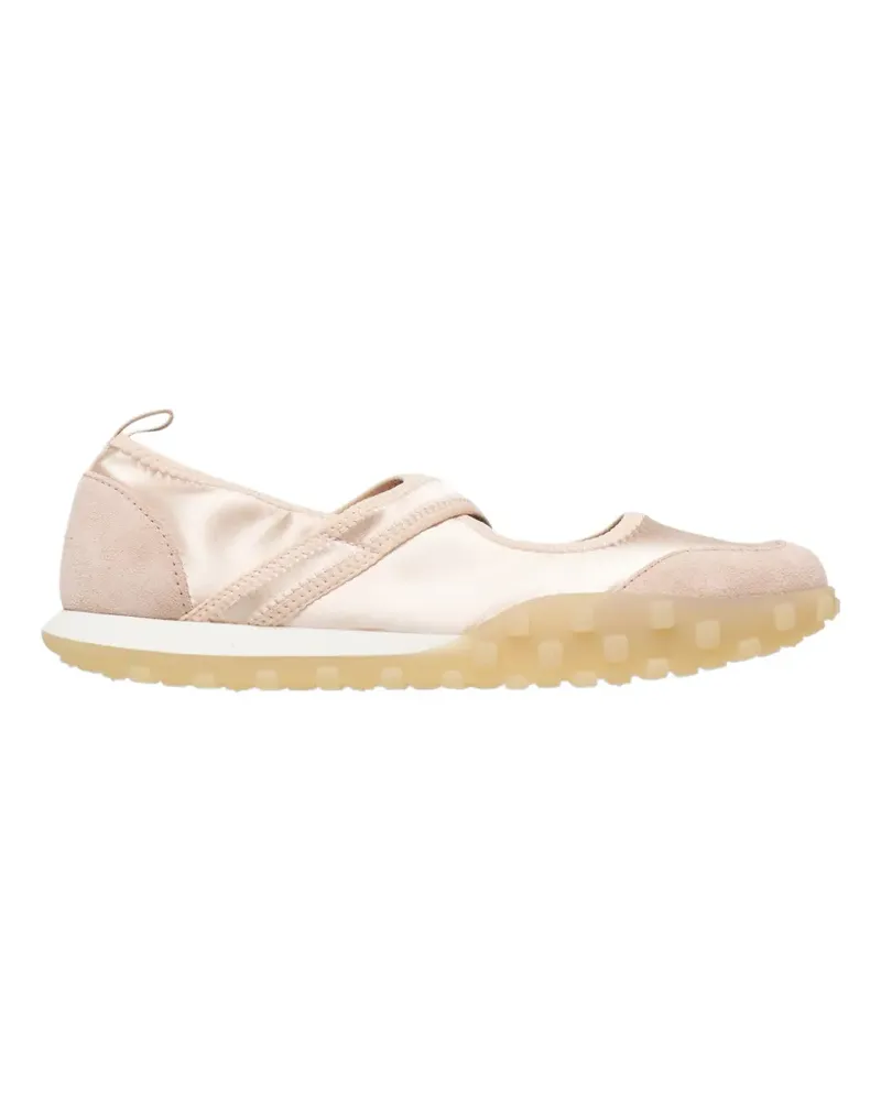 Jil Sander Moon Ballerina satin-finish suede-panel sneakers - Nude Nude