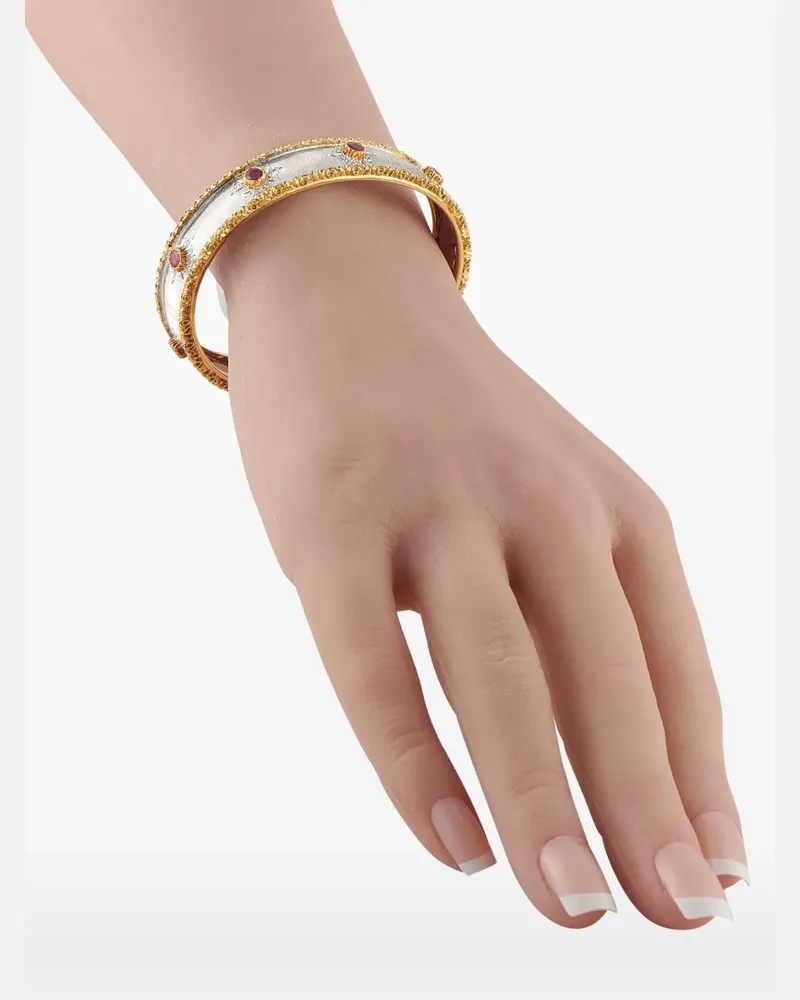 Buccellati engraved ruby cuff bracelet - Gold Gold