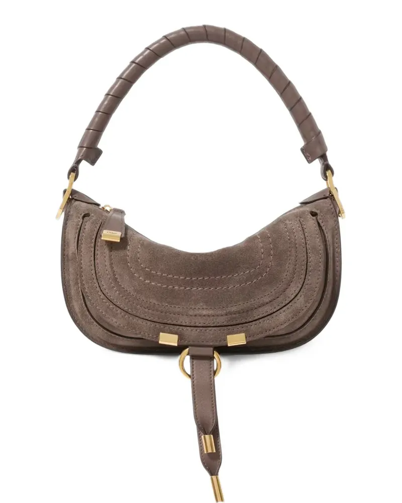 Chloé mini Marcie shoulder bag in suede leather - Grau Grau