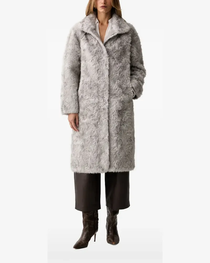 Silvian Heach Mantel aus Faux Fur mit Gürtel - Grau Grau