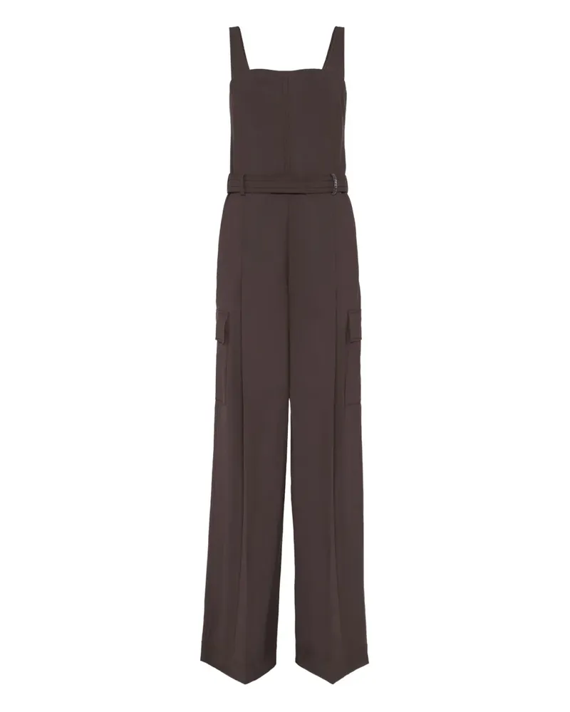 Brunello Cucinelli Tropical Cargo-Jumpsuit mit Gürtel - Braun Braun