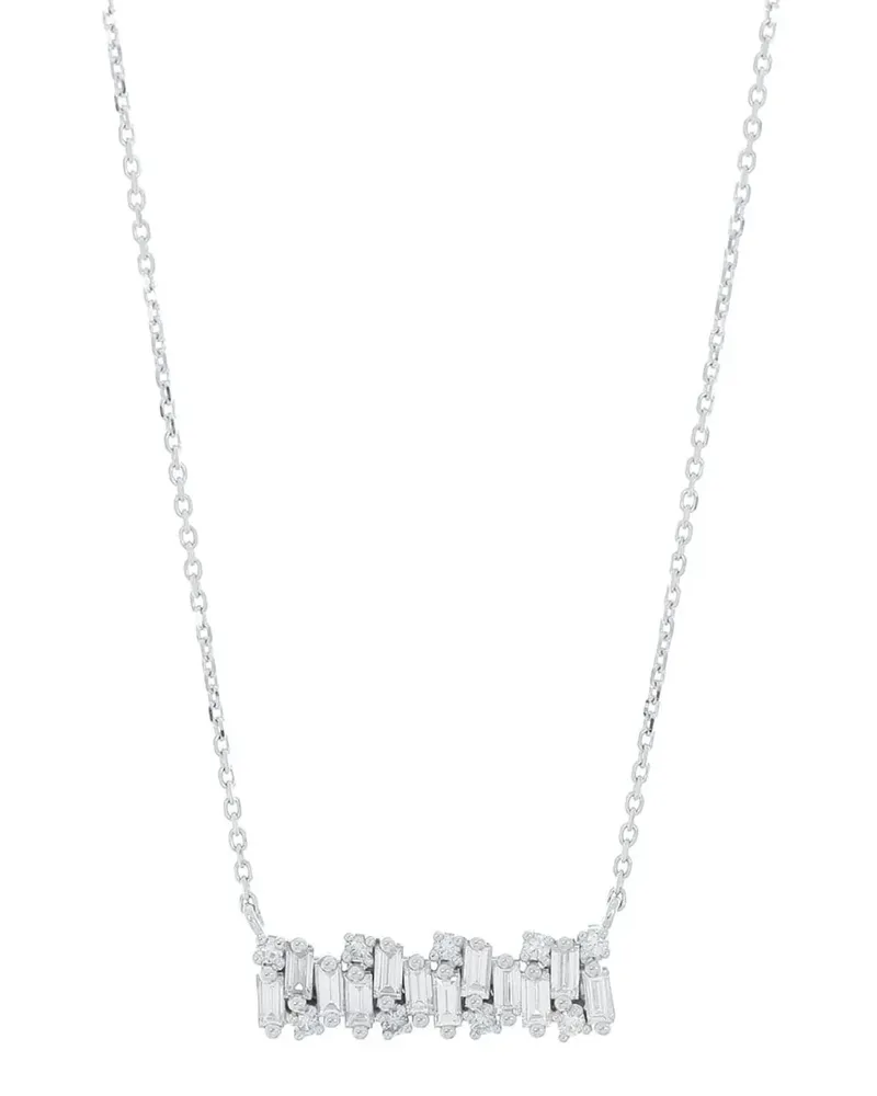 Suzanne Kalan 18kt Weißgoldhalskette mit Diamantstab Weiß
