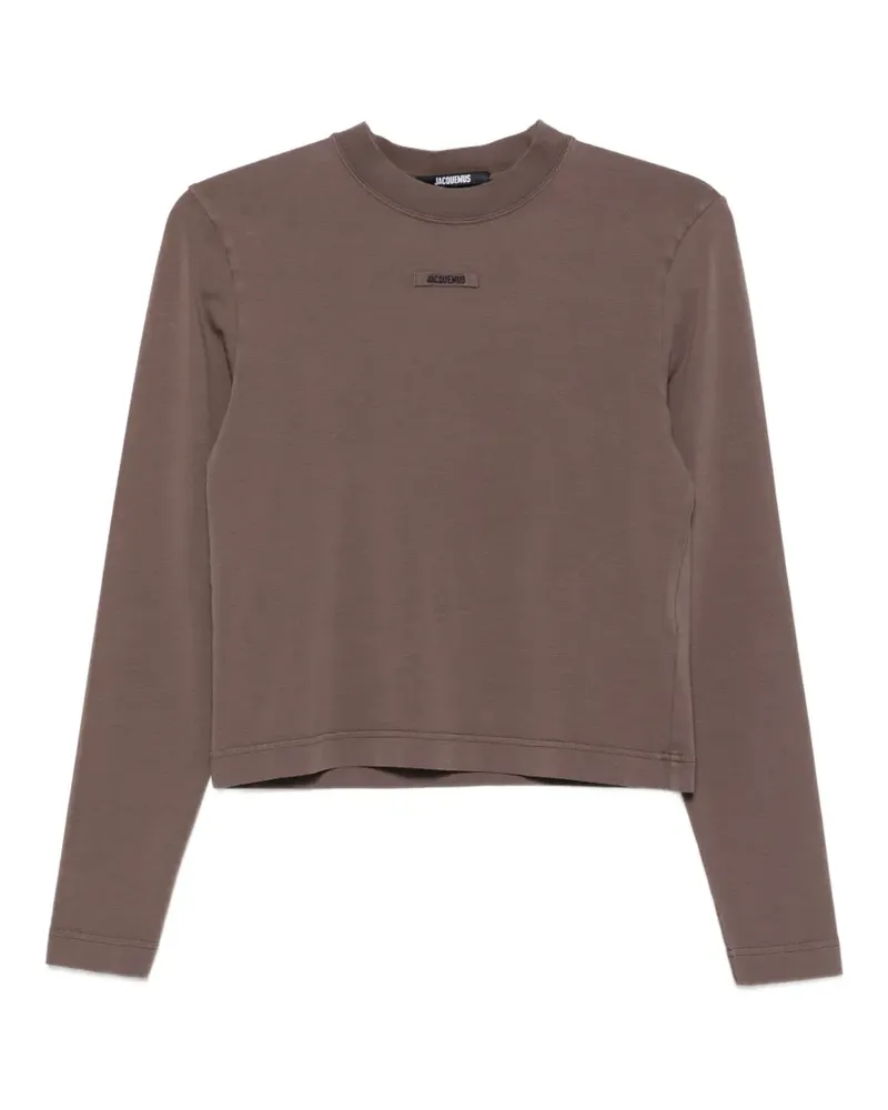 Jacquemus logo-patch long-sleeves T-shirt - Braun Braun