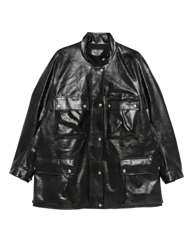 Prada Ledermantel mit Reißverschluss - Schwarz Schwarz