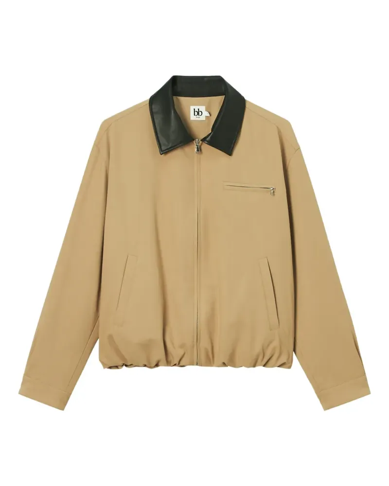 b+ab contrast-collar zip-up jacket - Nude Nude