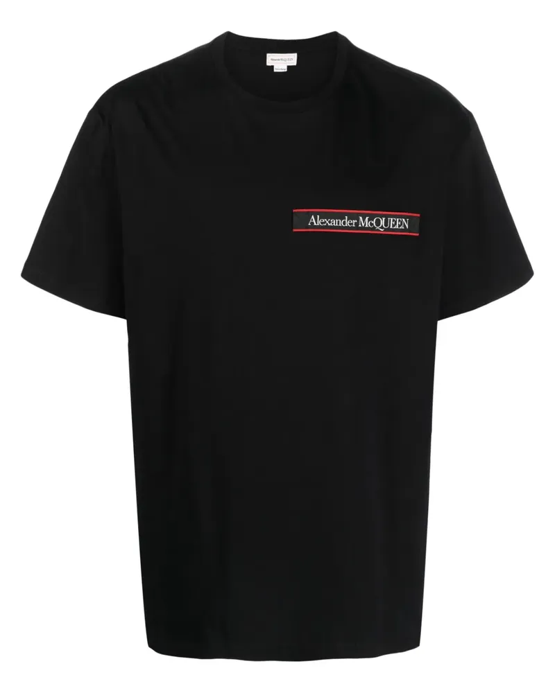 Alexander McQueen T-Shirt mit Logo-Patch - Schwarz Schwarz