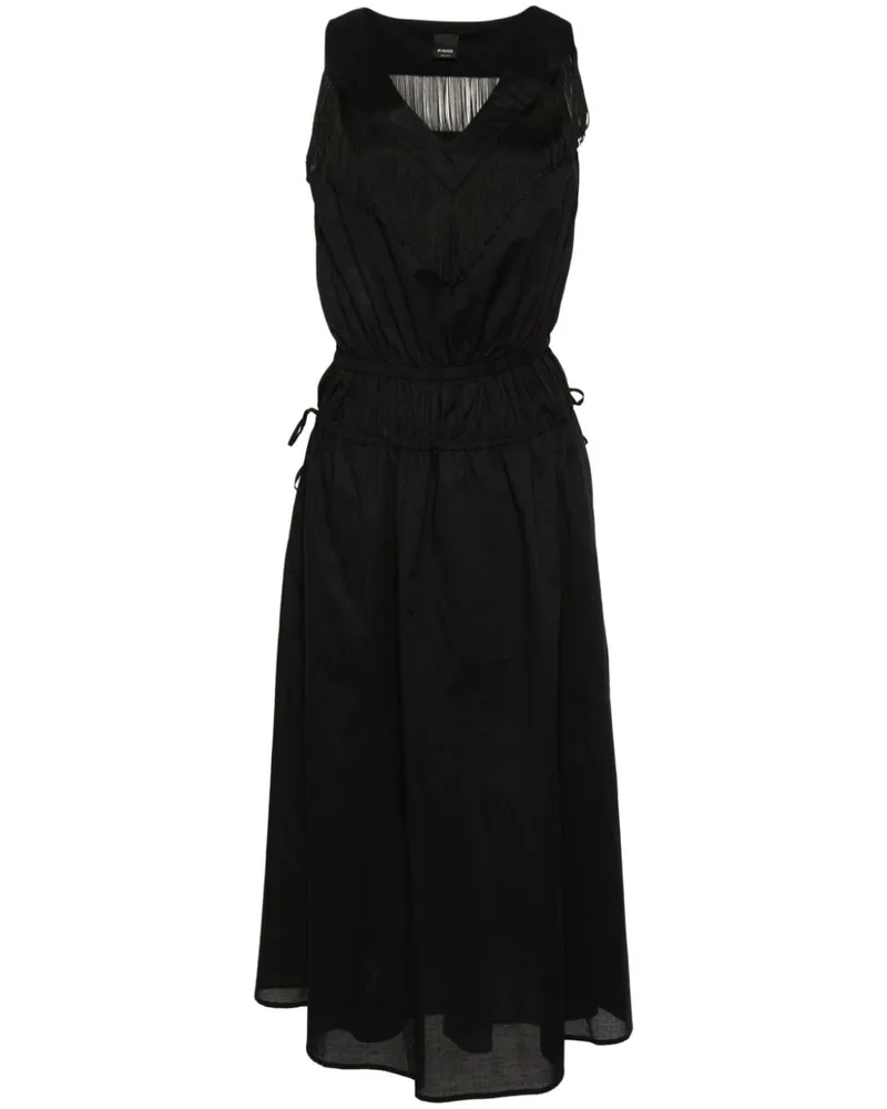 Pinko Midikleid mit Fransen - Schwarz Schwarz
