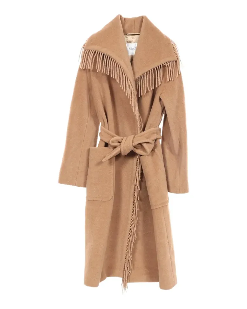 Max Mara 2010s Mantel mit Fransen und Gürtel - Nude Nude