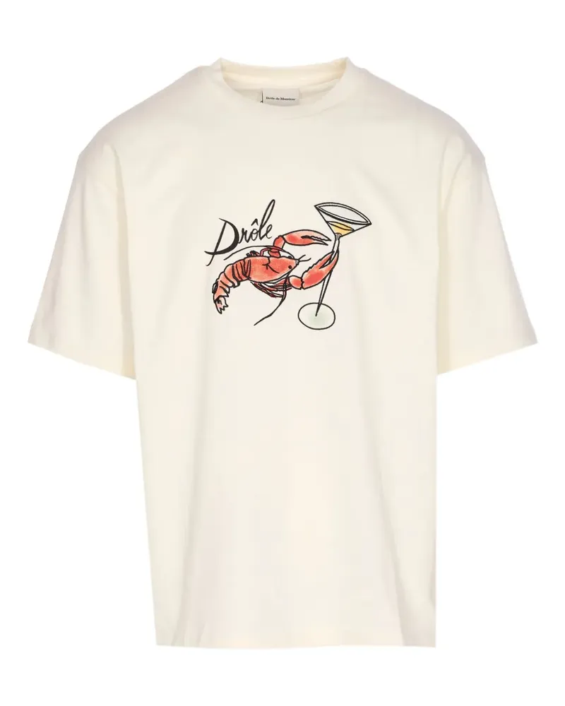Drôle de Monsieur T-Shirt mit grafischem Print - Weiß Weiß