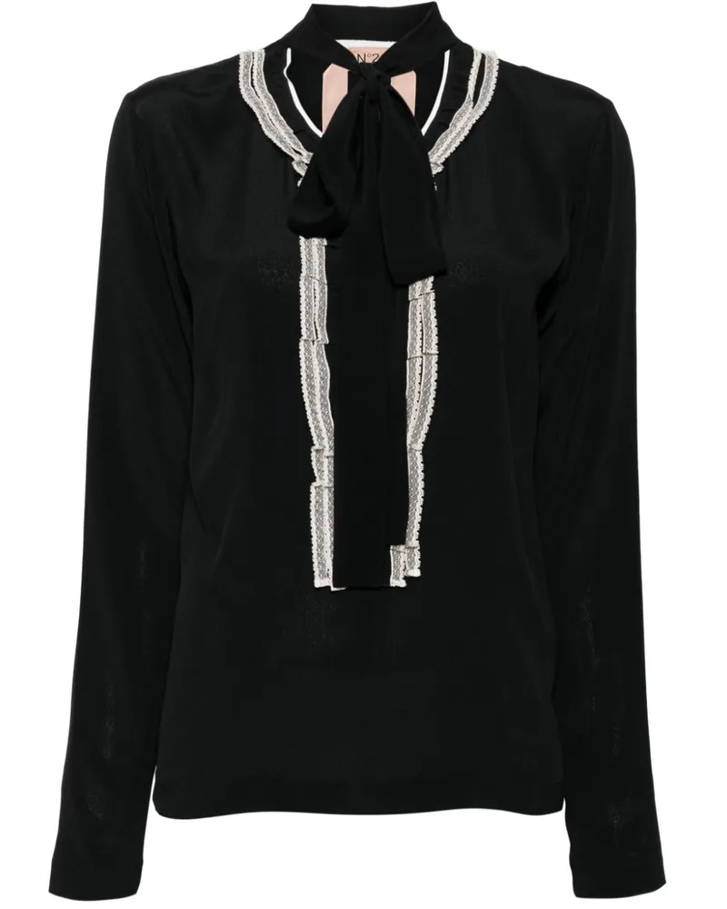 N° 21 Schluppenbluse aus Twill - Schwarz Schwarz