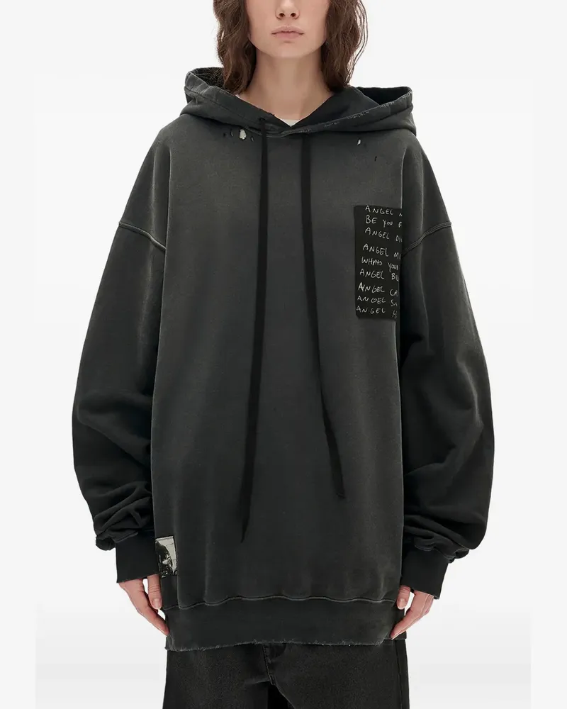 Ann Demeulemeester cotton drawstring hoodie - Schwarz Schwarz