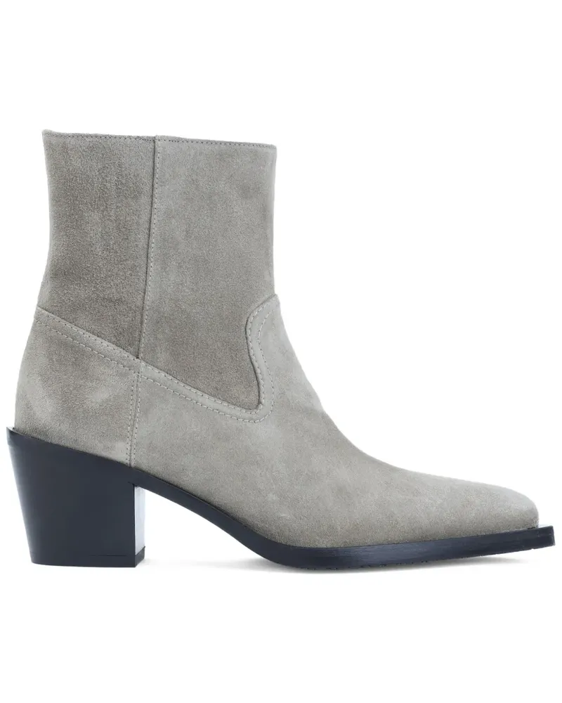 Stuart Weitzman Spitze Wildleder-Cowboystiefel mit Absatz 60mm - Grau Grau