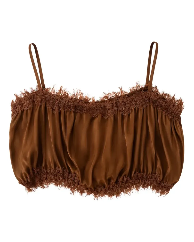 Gold Hawk Clothing Gerüschtes Camisole-Top mit Spitzenbesatz - Braun Braun