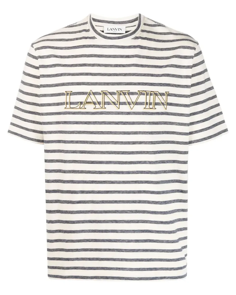 Lanvin Gestreiftes T-Shirt mit Logo - Nude Nude
