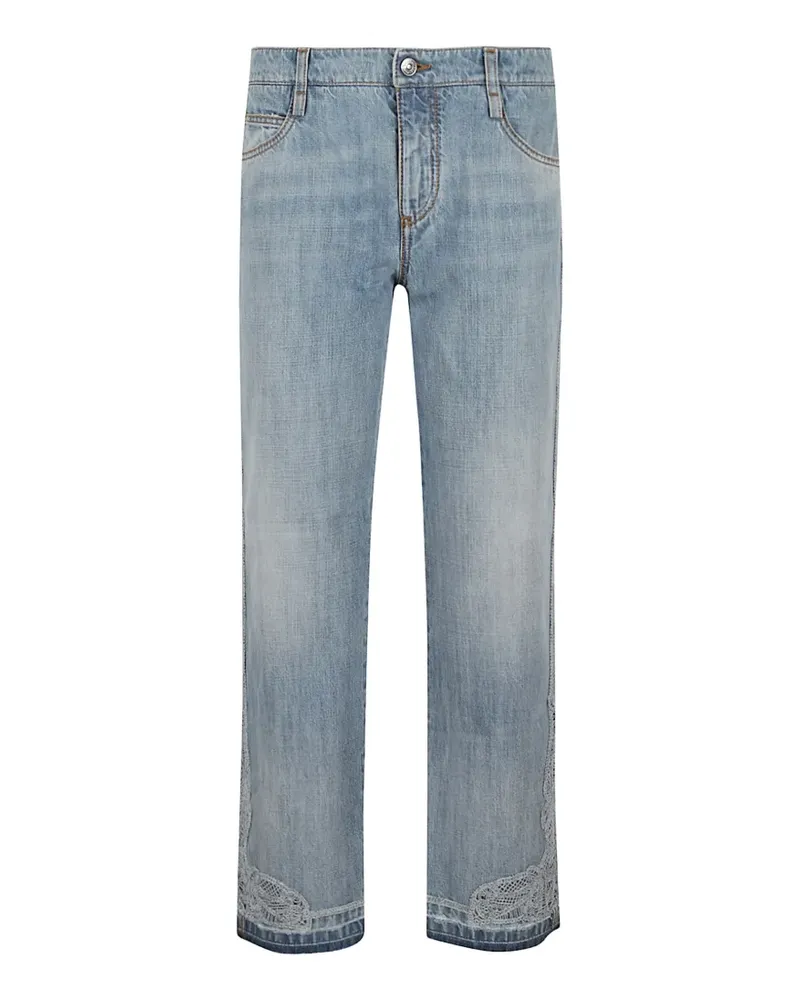 Ermanno Scervino Straight-Leg-Jeans mit Spitzenbesatz - Blau Blau