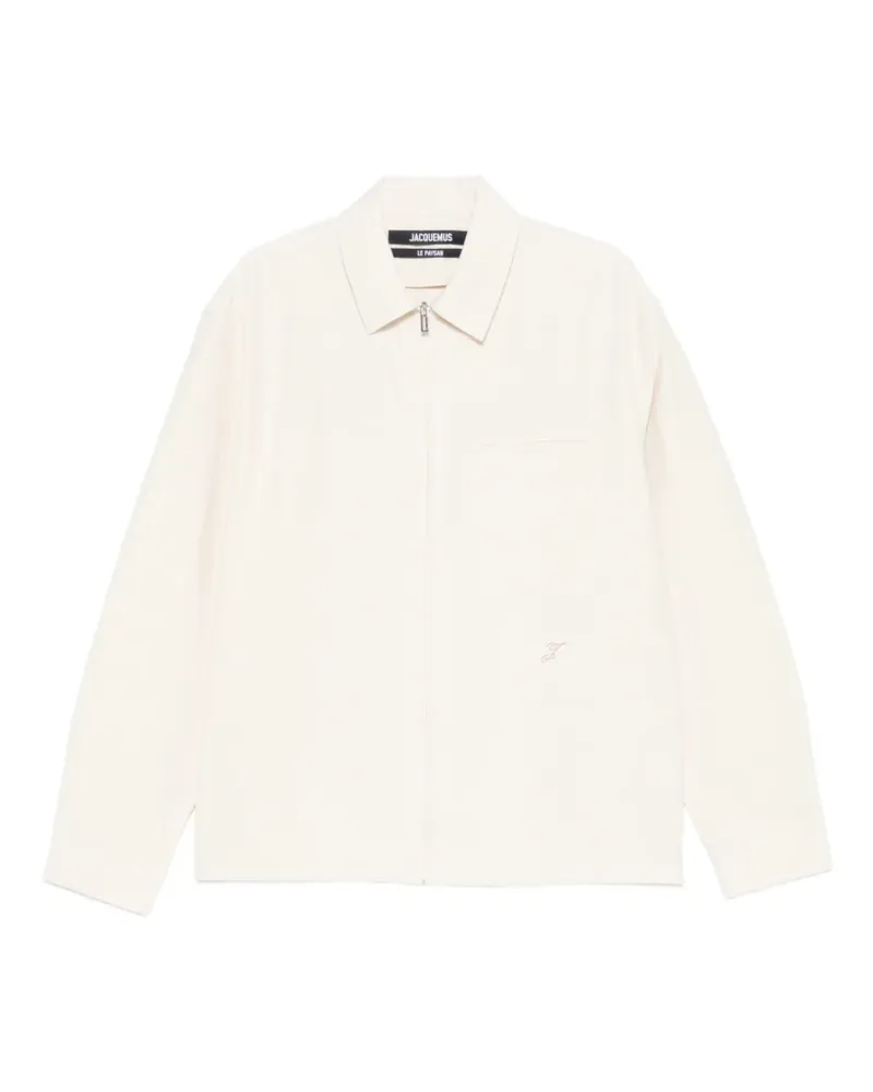 Jacquemus Mecano embroidered-logo zip shirt - Nude Nude